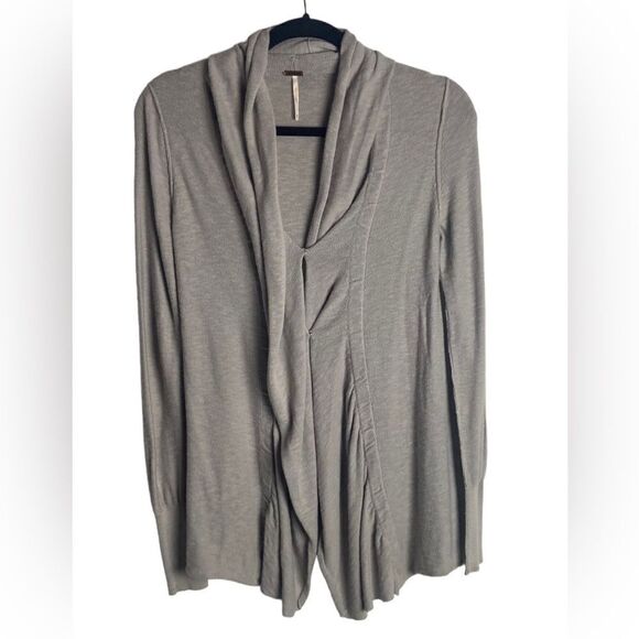 Free People Sweaters - Free People Size Xs Button Snap Wrap Sweater Grey Long Sleeve Ruffle